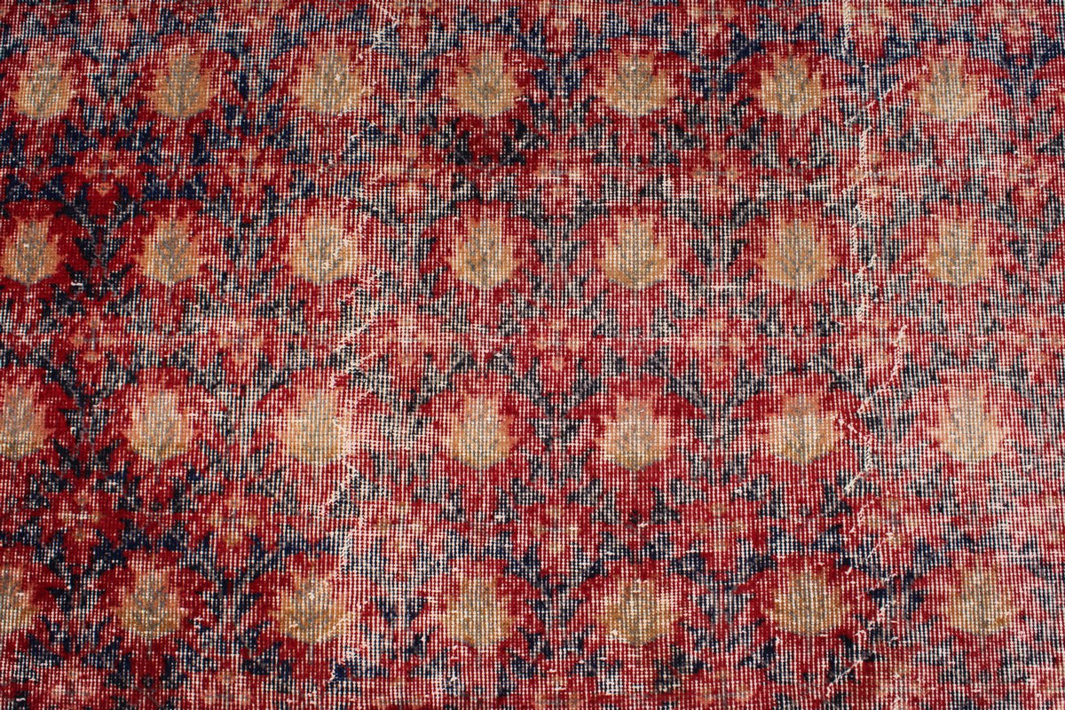 6x9 Dark Red and Multicolor Turkish Anatolian Rug
