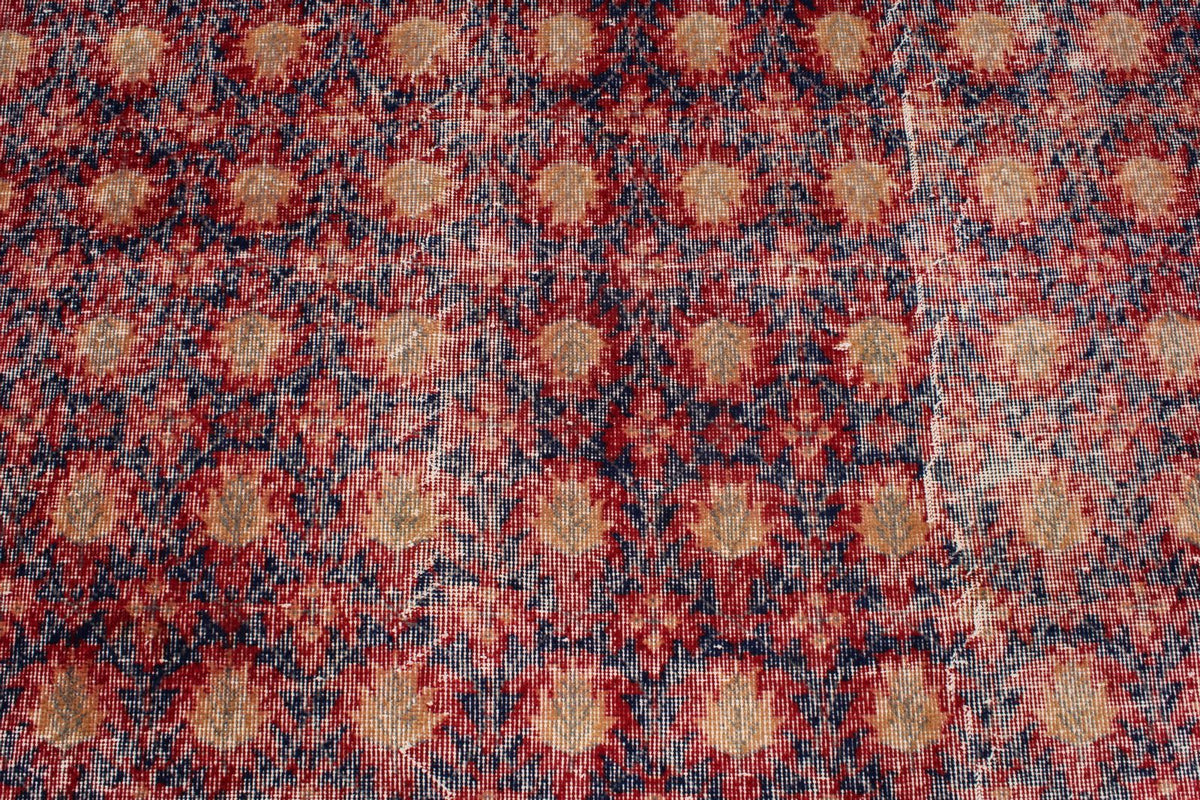 6x9 Dark Red and Multicolor Turkish Anatolian Rug