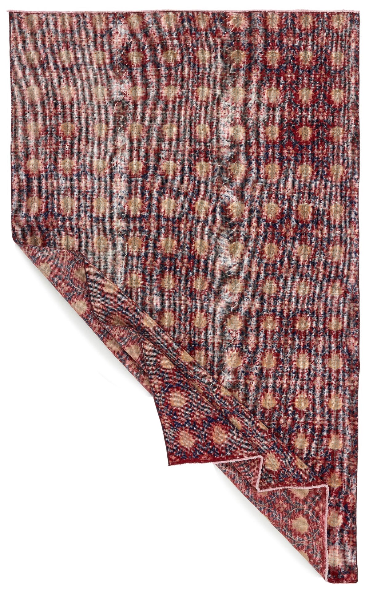 6x9 Dark Red and Multicolor Turkish Anatolian Rug