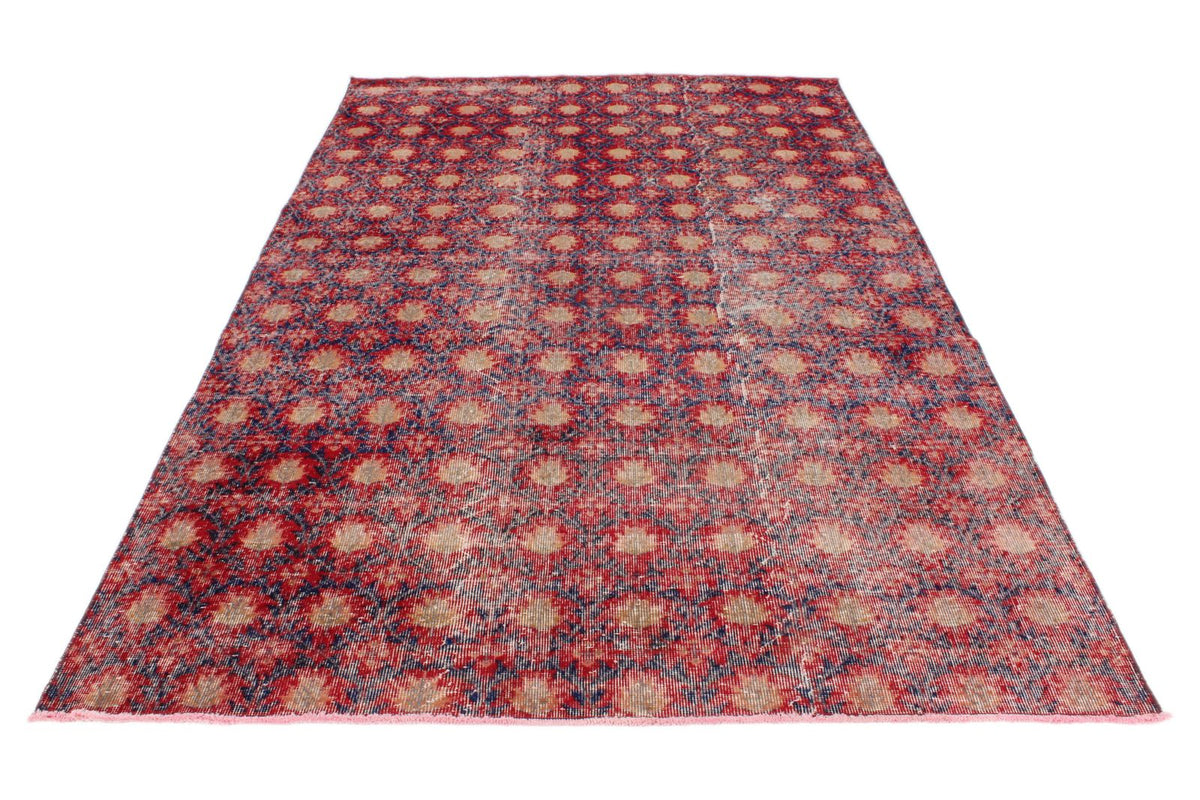6x9 Dark Red and Multicolor Turkish Anatolian Rug