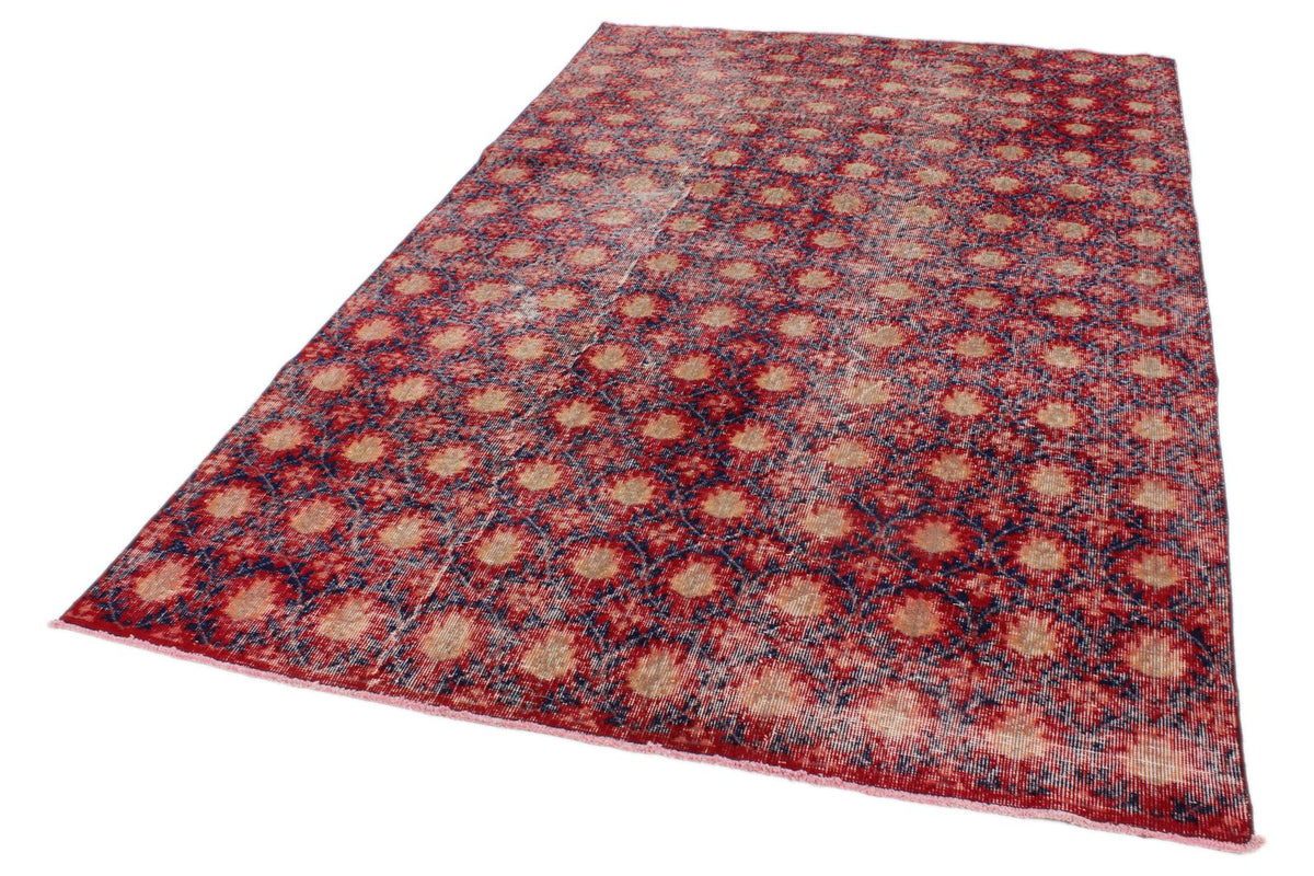 6x9 Dark Red and Multicolor Turkish Anatolian Rug