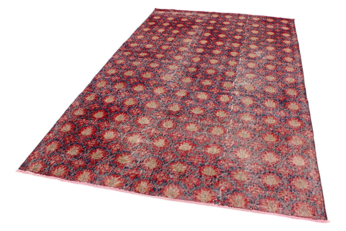 6x9 Dark Red and Multicolor Turkish Anatolian Rug