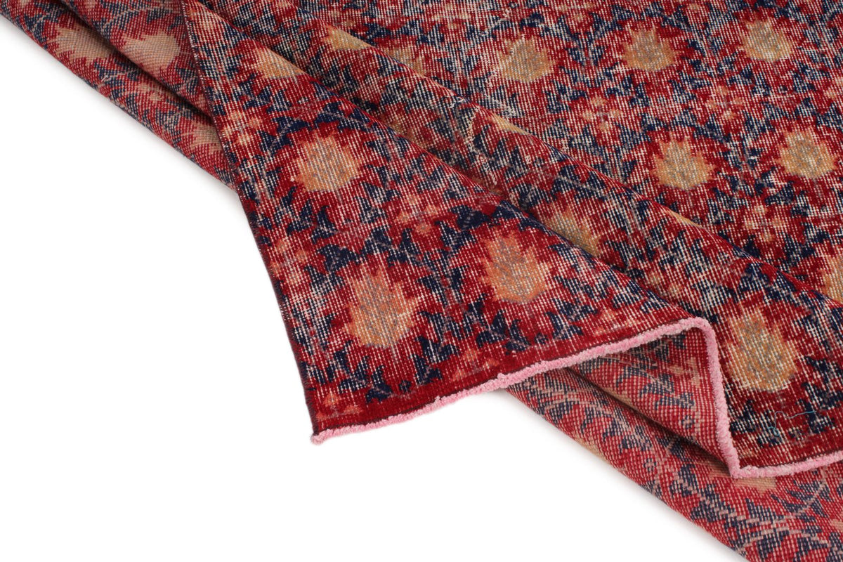 6x9 Dark Red and Multicolor Turkish Anatolian Rug
