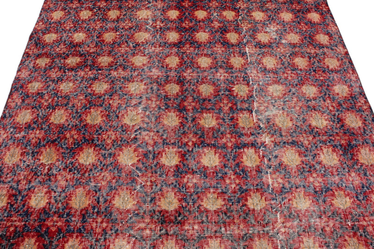 6x9 Dark Red and Multicolor Turkish Anatolian Rug