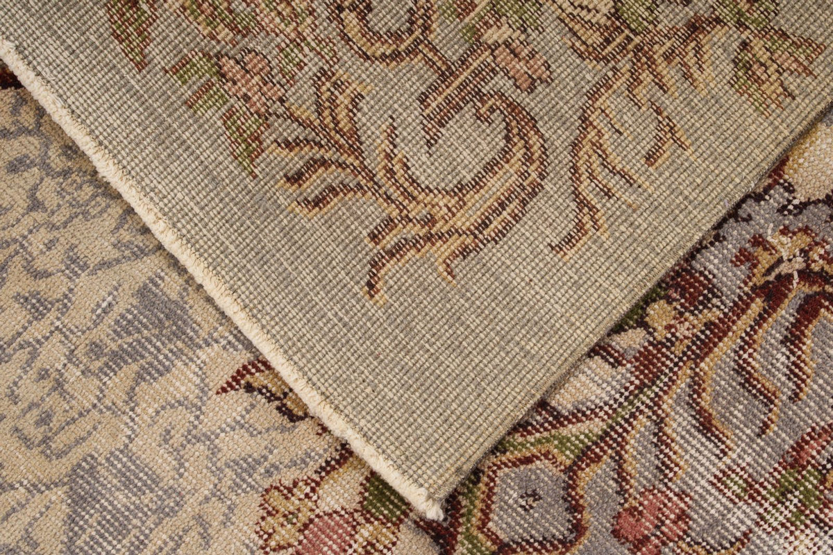 6x9 Ivory and Multicolor Anatolian Turkish Tribal Rug