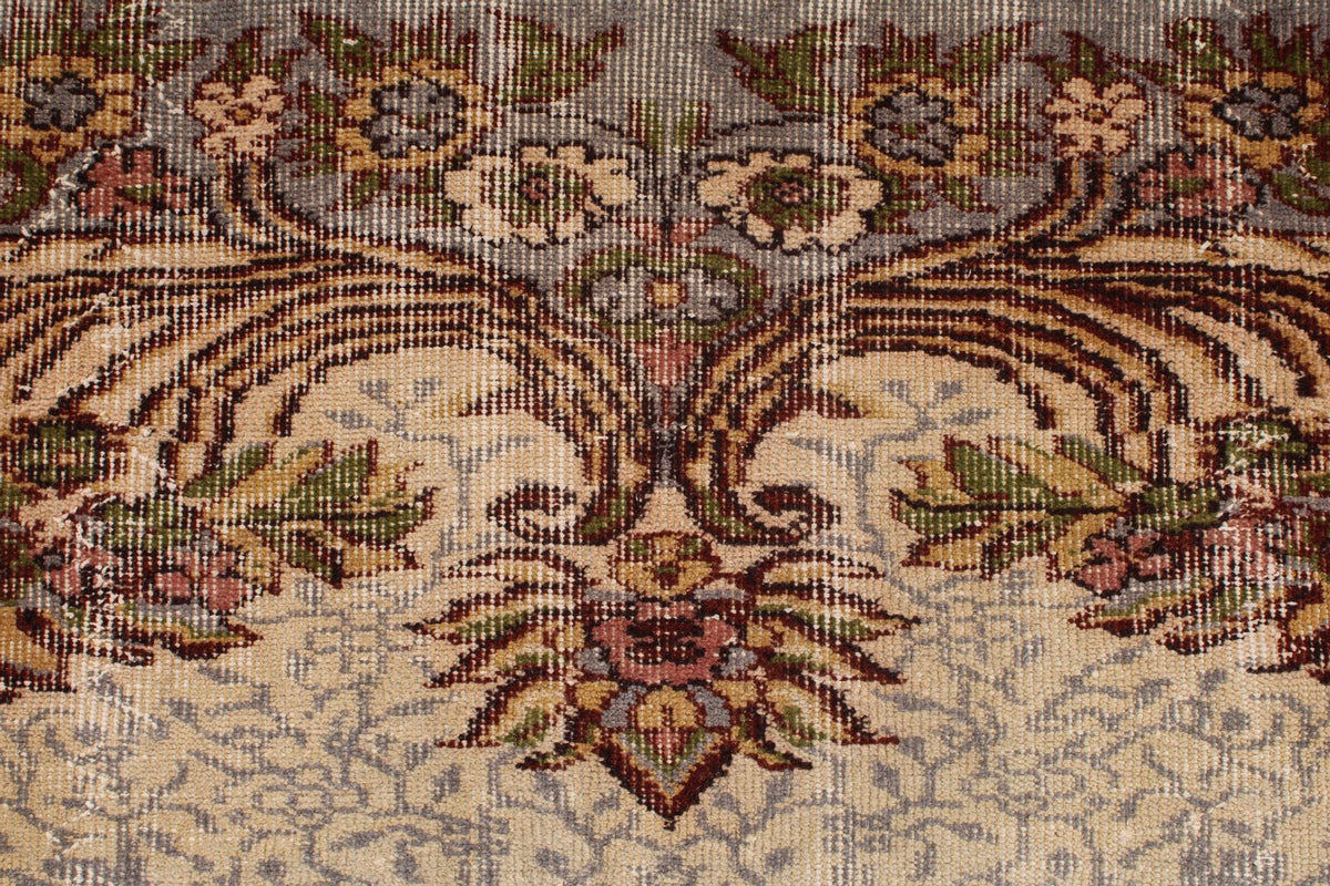 6x9 Ivory and Multicolor Anatolian Turkish Tribal Rug