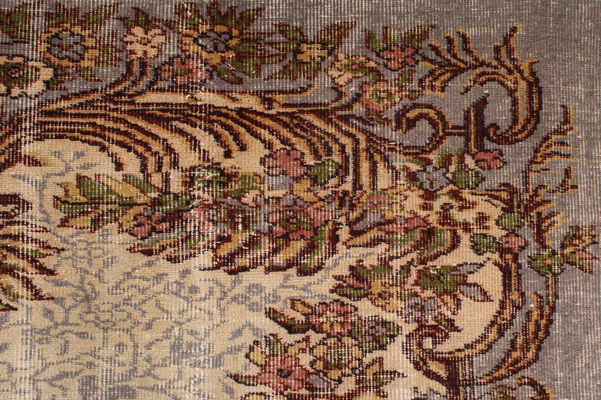 6x9 Ivory and Multicolor Anatolian Turkish Tribal Rug