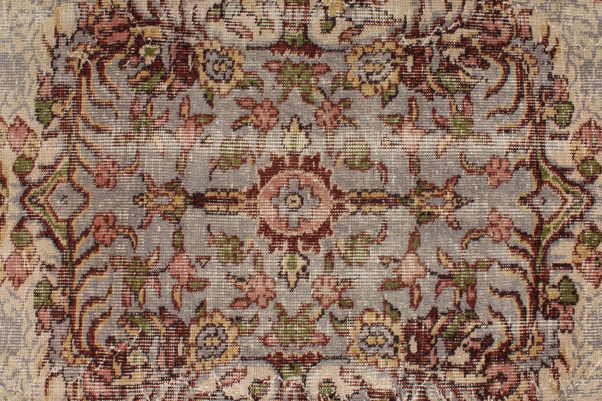 6x9 Ivory and Multicolor Anatolian Turkish Tribal Rug