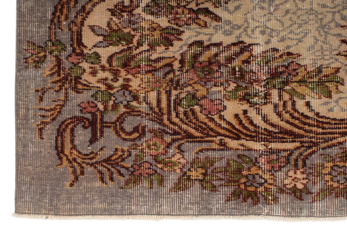 6x9 Ivory and Multicolor Anatolian Turkish Tribal Rug