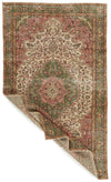 5x9 Ivory and Multicolor Turkish Overdyed Rug