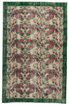 6x9 Green and Multicolor Turkish Anatolian Rug