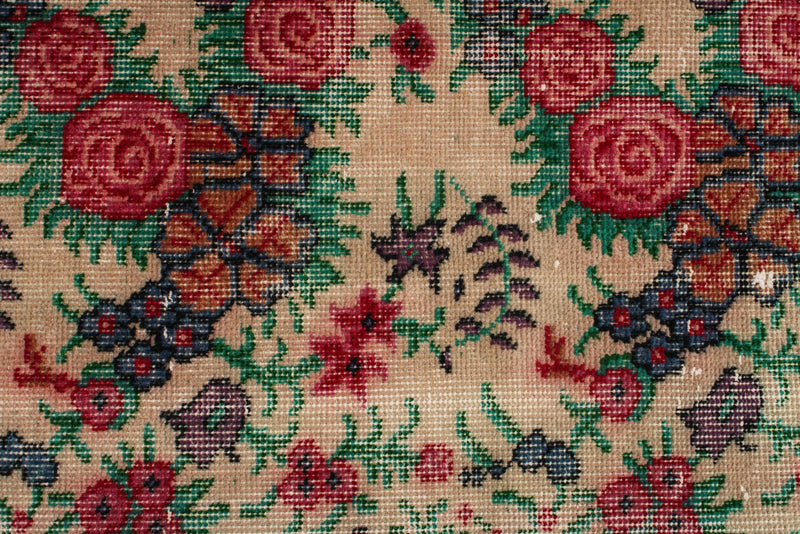 6x9 Green and Multicolor Turkish Anatolian Rug