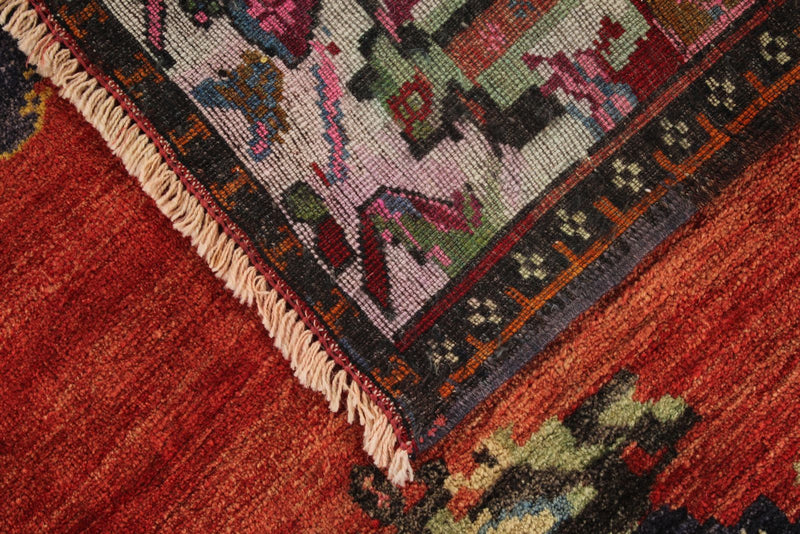 5x8 Red and Multicolor Turkish Overdyed Rug