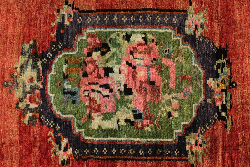 5x8 Red and Multicolor Turkish Overdyed Rug