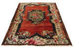 5x8 Red and Multicolor Turkish Overdyed Rug