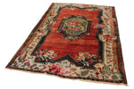 5x8 Red and Multicolor Turkish Overdyed Rug