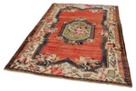 5x8 Red and Multicolor Turkish Overdyed Rug