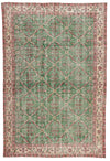 6x9 Green and Multicolor Turkish Anatolian Rug