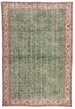 6x9 Green and Multicolor Turkish Anatolian Rug