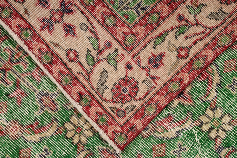 6x9 Green and Multicolor Turkish Anatolian Rug