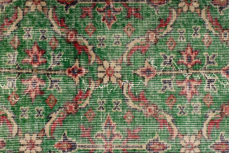 6x9 Green and Multicolor Turkish Anatolian Rug