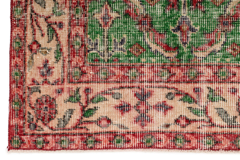 6x9 Green and Multicolor Turkish Anatolian Rug