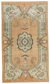 5x9 Beige and Multicolor Turkish Overdyed Rug