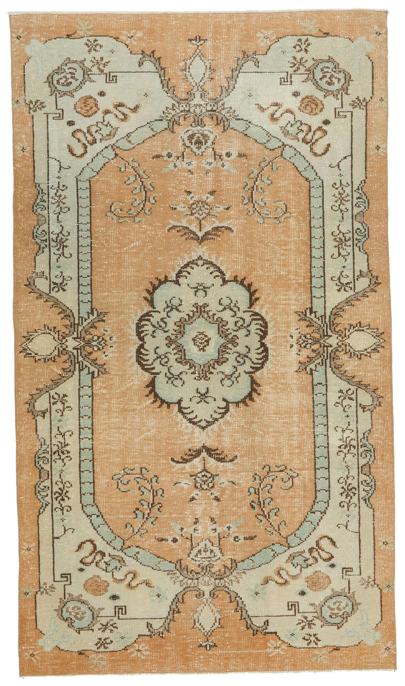 5x9 Beige and Multicolor Turkish Overdyed Rug