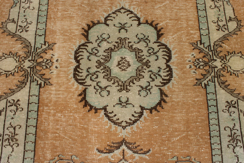 5x9 Beige and Multicolor Turkish Overdyed Rug