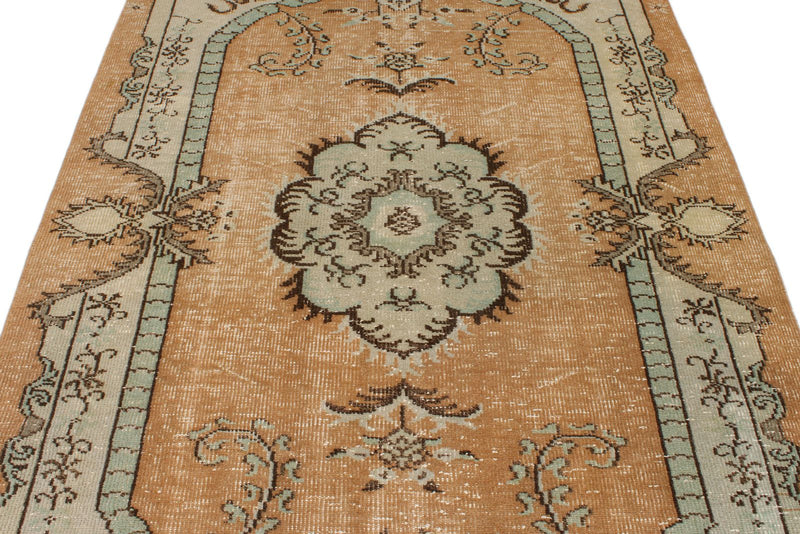 5x9 Beige and Multicolor Turkish Overdyed Rug