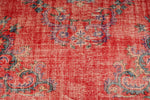 6x10 Red and Multicolor Turkish Overdyed Rug