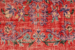 6x10 Red and Multicolor Turkish Overdyed Rug