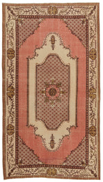 6x10 Peach and Light Brown Turkish Overdyed Rug