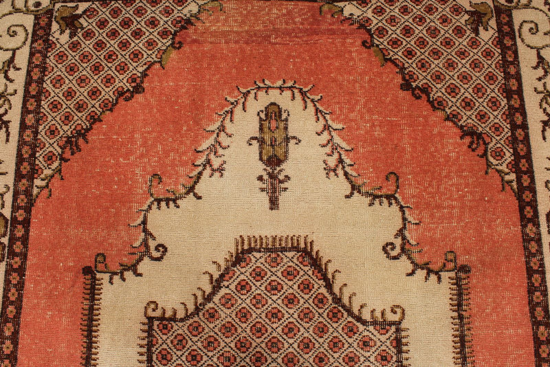 6x10 Peach and Light Brown Turkish Overdyed Rug