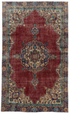 6x10 Dark Red and Multicolor Turkish Overdyed Rug