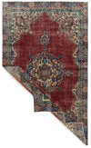 6x10 Dark Red and Multicolor Turkish Overdyed Rug