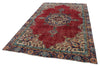 6x10 Dark Red and Multicolor Turkish Overdyed Rug