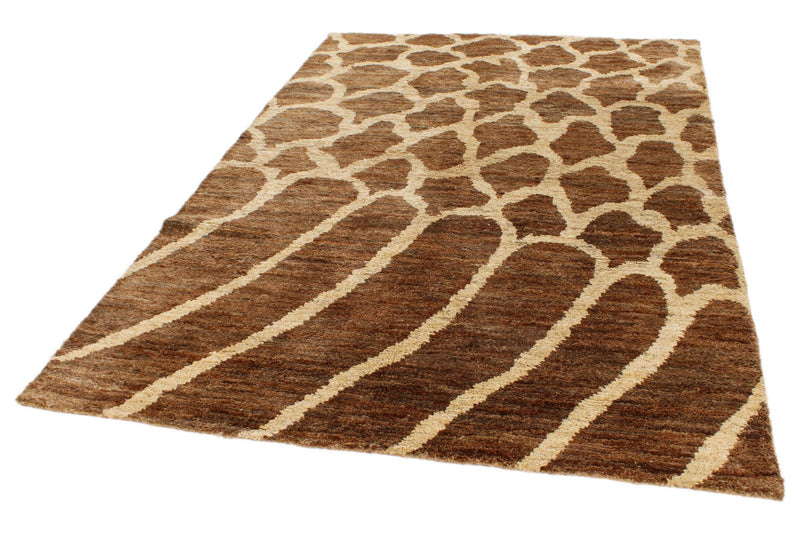 6x9 Light Brown and Ivory Modern Contemporary Rug