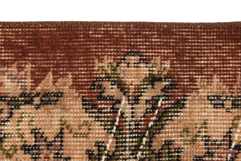 6x9 Light Olive Green and Brown Turkish Overdyed Rug