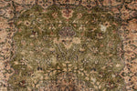 6x9 Light Olive Green and Brown Turkish Overdyed Rug