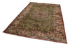 6x9 Light Olive Green and Brown Turkish Overdyed Rug