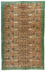 6x9 Camel and Green Turkish Anatolian Rug