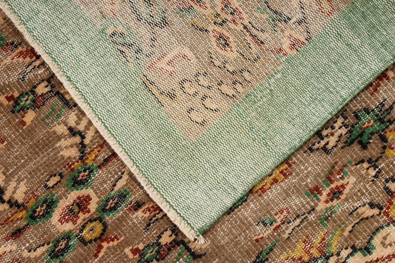 6x9 Camel and Green Turkish Anatolian Rug