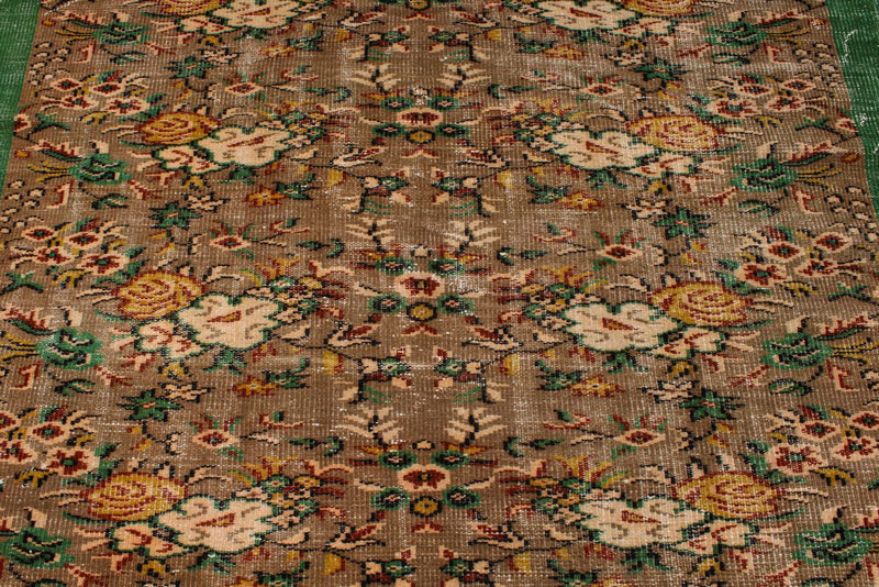 6x9 Camel and Green Turkish Anatolian Rug