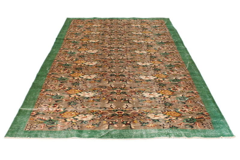 6x9 Camel and Green Turkish Anatolian Rug