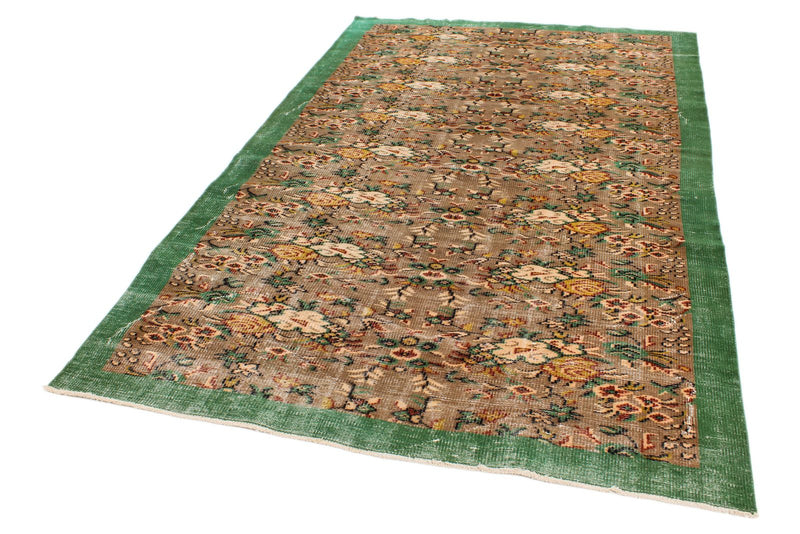 6x9 Camel and Green Turkish Anatolian Rug