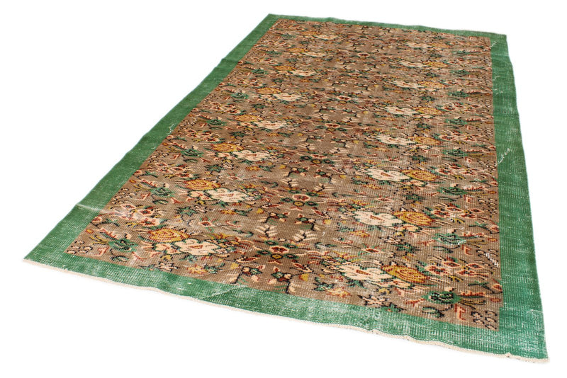 6x9 Camel and Green Turkish Anatolian Rug