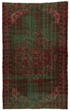 5x9 Dark Red and Green Turkish Overdyed Rug