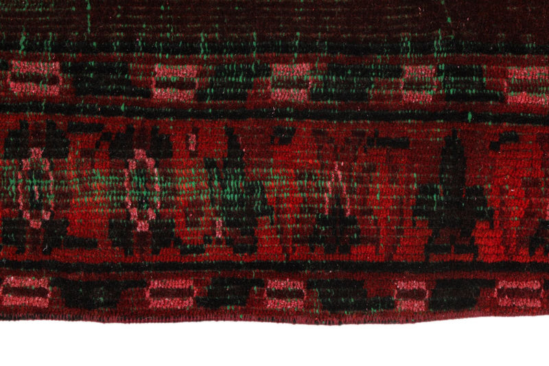 5x9 Dark Red and Green Turkish Overdyed Rug