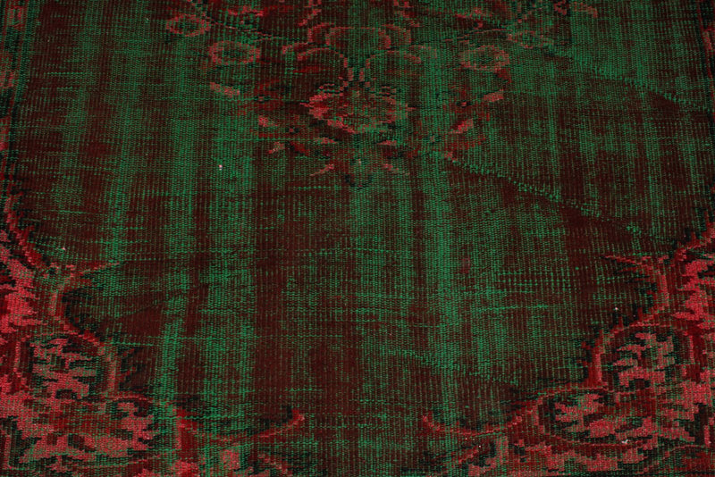 5x9 Dark Red and Green Turkish Overdyed Rug